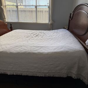 Lands End Coming Home Duvet Cover Queen Cream Comforter Fringe 96X88